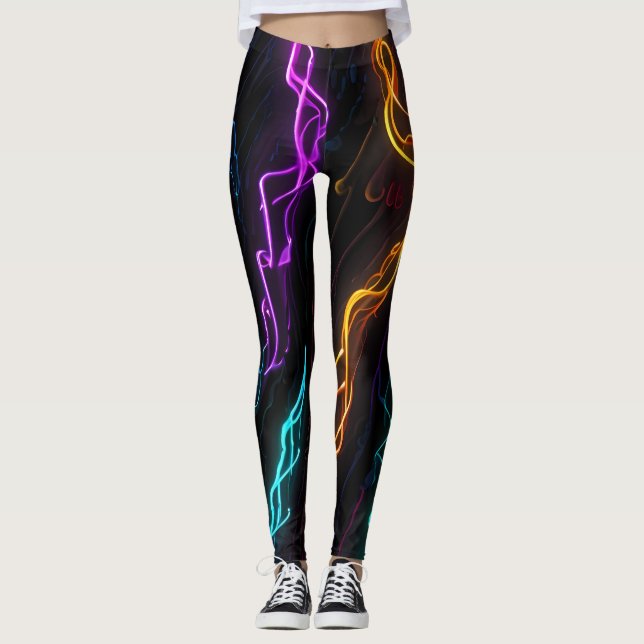 Legging Pulso Elétrico: Sinfonia de Frequências Neon (Frente)