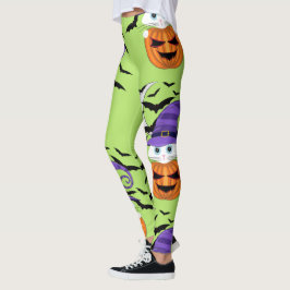 Legging Pumpkin assustador com Gatinho branco e chapéu de