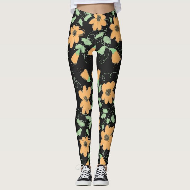 Legging Pumpkin Claro Laranja e Pernas Pretas (Frente)