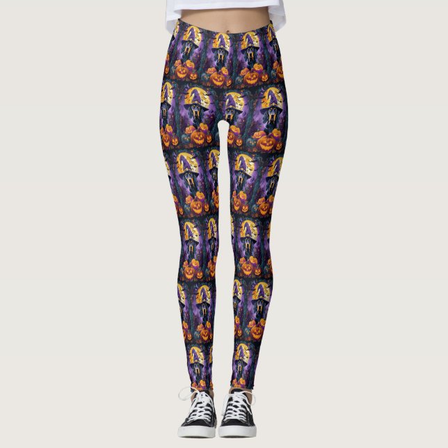 Legging Pumpkin de Bruxas de Halloween de Bluetick Coonhou (Frente)