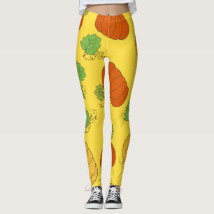Legging Pumpkin Doodle: Mão Desenhada Sem Costura