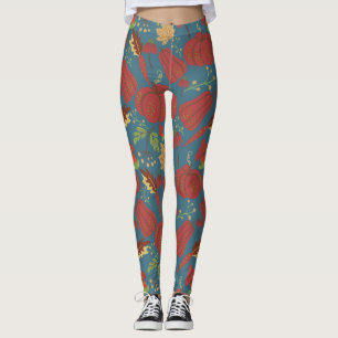 Legging Pumpkin e cenoura, sem costura, padrão vermelho e