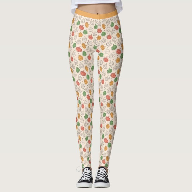 Legging Pumpkin Halloween amarelo laranja (Frente)