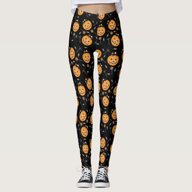 Legging Pumpkin Halloween Candy Lollipop (Frente)