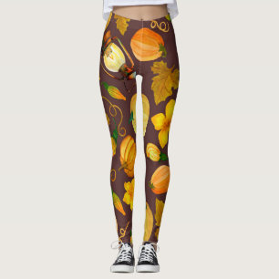 Legging Pumpkin Harvest Autumn Watercolor Padrão