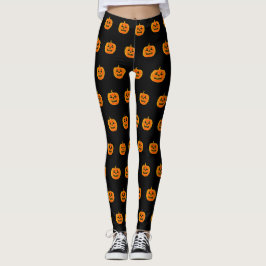 Legging Pumpkin Laranja e Coxas Negras do Halloween