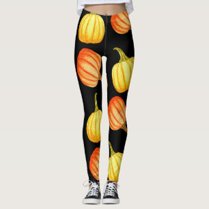 Legging Pumpkin Laranja: Padrão De Aquarela Sem Costura.