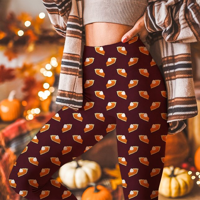 Legging Pumpkin Pie Fall Graças Burgundy (Criador carregado)