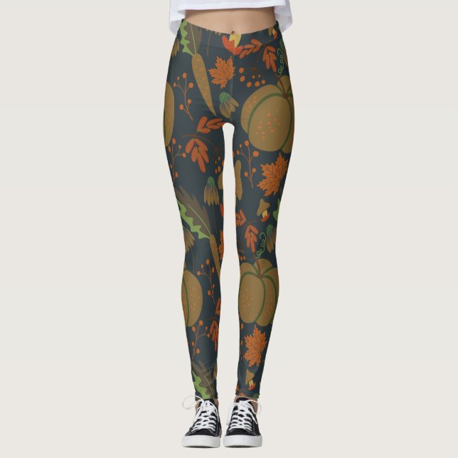 Legging Pumpkin sem pele e cenoura fundo escuro (Frente)