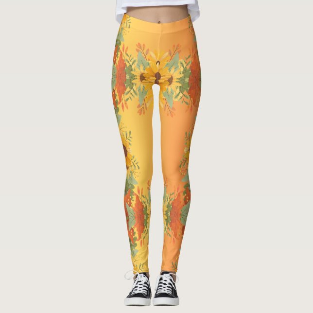 Legging Pumpkin Spice Queda Outono Colheita Ação de Graças (Frente)