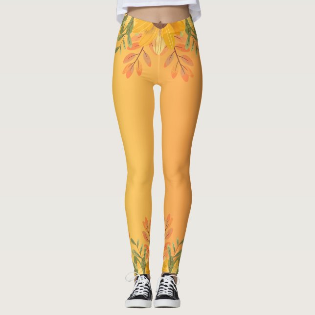 Legging Pumpkin Spice Queda Outono Colheita de Ação de Gra (Frente)