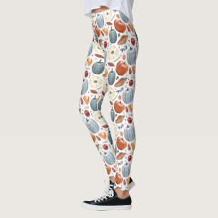 Legging Pumpkins de queda e padrão de folhas de outono