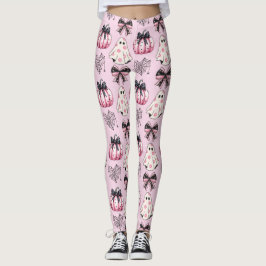 Legging Pumpkins rosa e preto, Pancas fantasmas do Hallowe