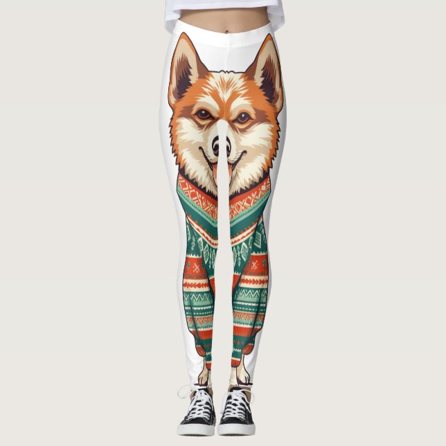 Legging Pup de Natal em Cozy Sweater (Frente)