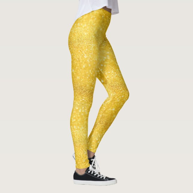 Legging Puro ouro padrão de faíscas + seu texto / foto (Direita)