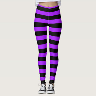 Legging purple Black Striped Witch Halloween