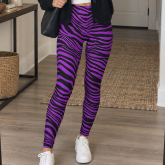 Legging Purple Black Zebra Stripes