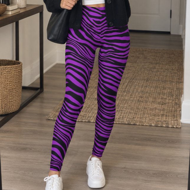 Legging Purple Black Zebra Stripes (Criador carregado)