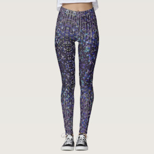 Legging Purple blue sequins sparkle pattern