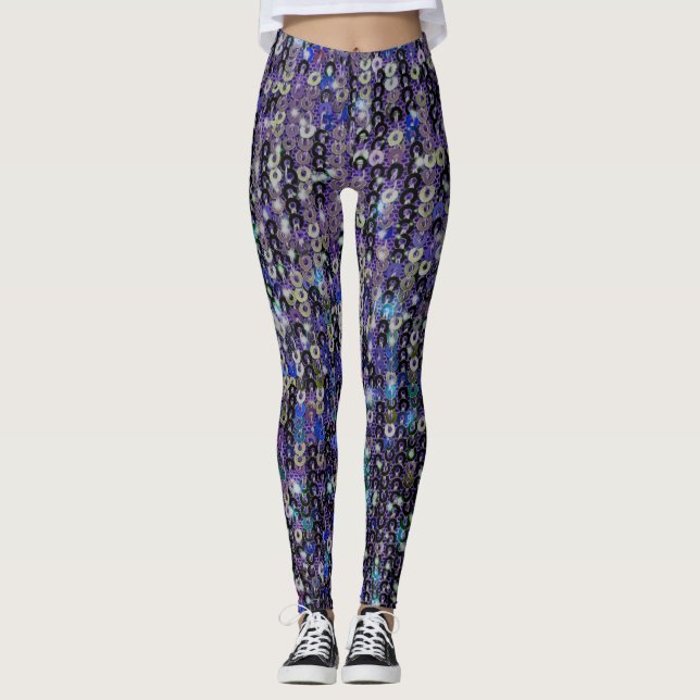 Legging Purple blue sequins | sparkle pattern  tank top (Frente)