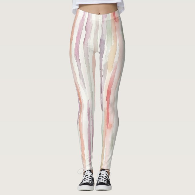 Legging Purple Mint Peach Rose Stripes (Frente)