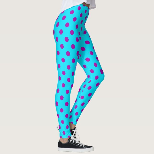 Legging Purple On Blue Polka Dots Pattern Design (Criador carregado)