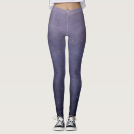 Legging Púrpura Azul Aquarela Estrelada Pernas Noturnas