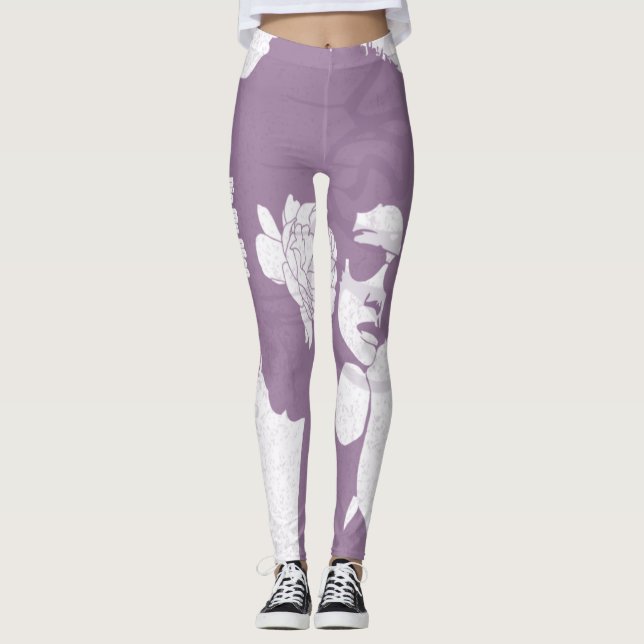 Legging Púrpura, branca e grafite (Frente)