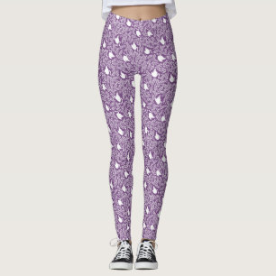 Legging Púrpura Cisne e Folha Floral