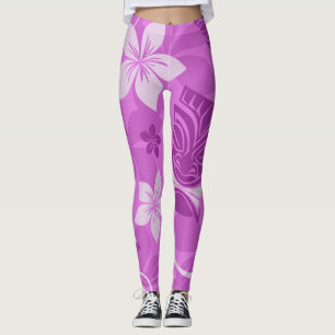 Legging Púrpura e Tiki Rosa Havaiana