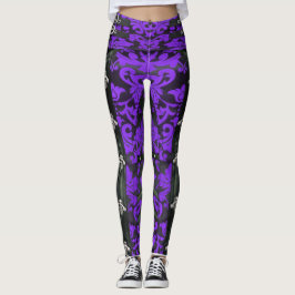 Legging Púrpura Floral Victoriana Steampunk Spandex Leggin