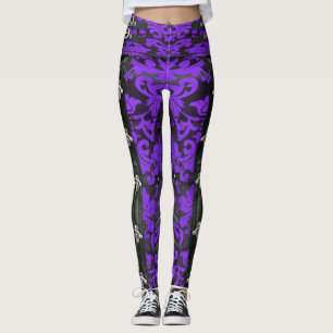 Legging Púrpura Floral Victoriana Steampunk Spandex Leggin