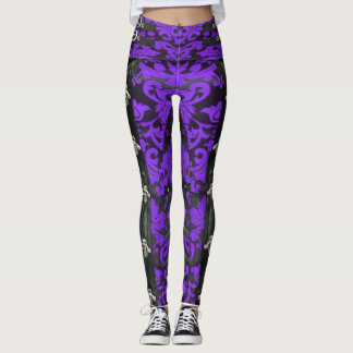 Legging Púrpura Floral Victoriana Steampunk Spandex Leggin