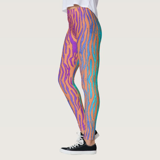 Legging Púrpura laranja e zebra verde (Esquerda)