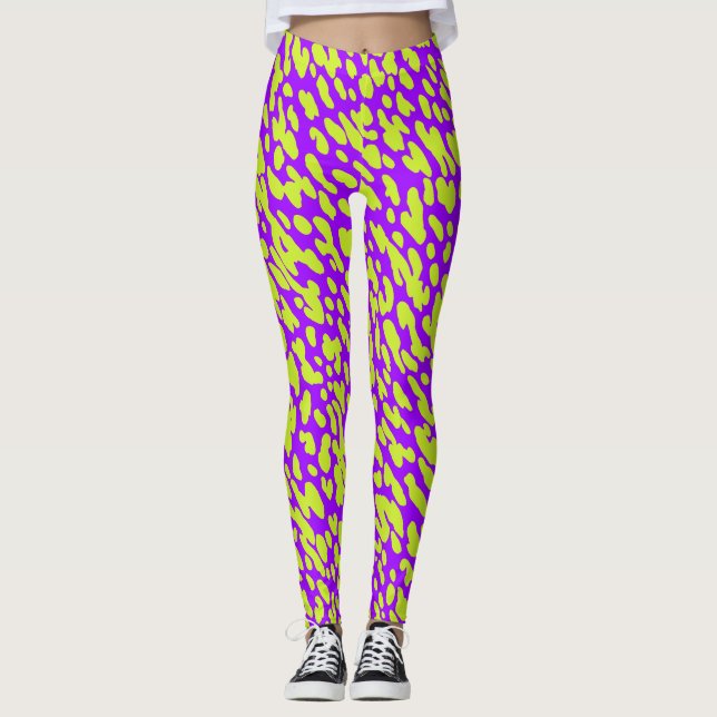 Legging Púrpura Moderna E Padrão De Impressão De Animais V (Frente)