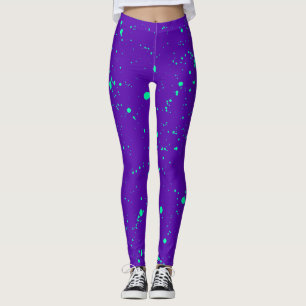 Legging Púrpura Profunda e Pinta Verde Neon
