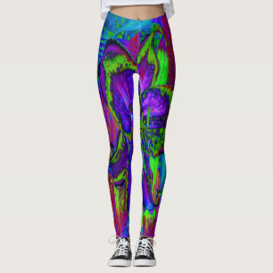 Legging Púrpura Psicodélica e Verde limão Flor