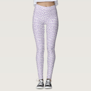 Legging Púrpura Púrpura Padrada de Leopardo Branco