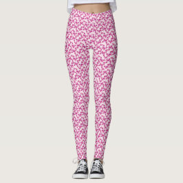 Legging Púrpura Rosa Bonito Padrão-Borboleta
