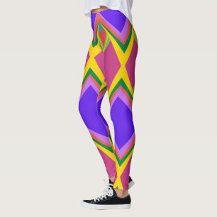 Legging Púrpura rosa e abstrato amarelo