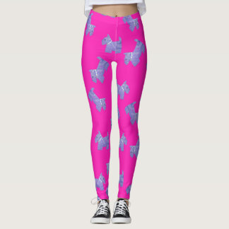 Legging Púrpura Scottie Terrier cor-de-rosa