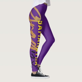 Legging Quadrado de Ano Formando de Folha Amarelo-Roxo-Pre