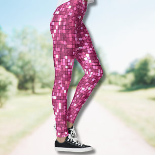 Legging Quadrado de Estilo Disco Rosa Quente da Moda no Di