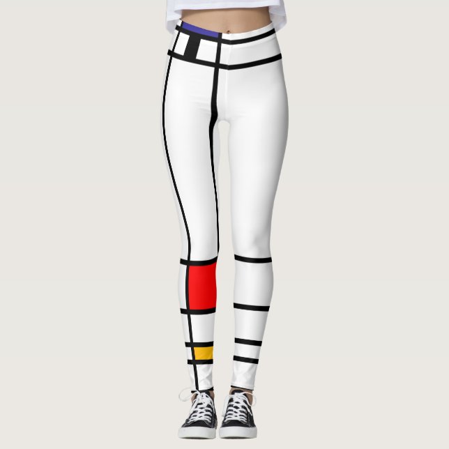 Legging Quadrado de Mondrian "Trafalgar" da arte abstracta (Frente)