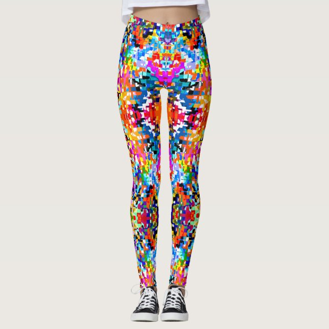 Legging Quadrados abstrato coloridos e bonitos (Frente)