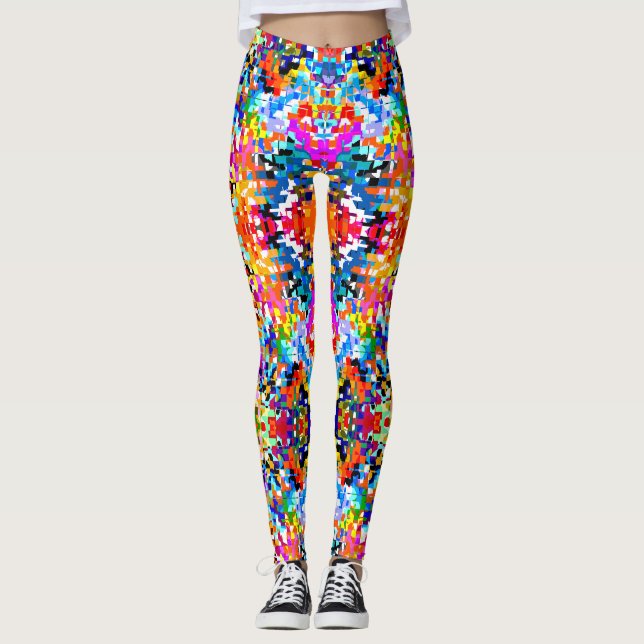 Legging Quadrados abstratos coloridos fofos (Frente)