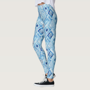 Legging Quadrados Azuis Tribal Boho