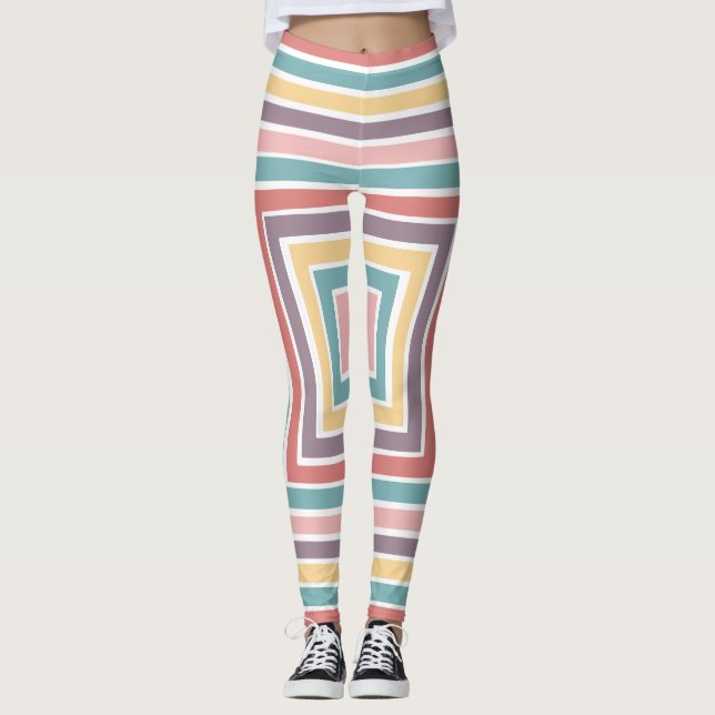 Legging Quadrados cor-de-rosa amarelo-palha (Frente)