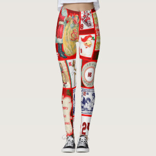 Legging Quadrados de Ilustração de Bloco de Natal