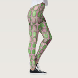 Legging Quadrados de Lavanda e cinza verde